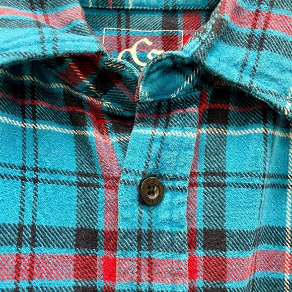 Vintage 90s Plaid Flannel Shirt Mens Small Womens Medium Plaid Flannel Blue Red - Picture 5 of 16